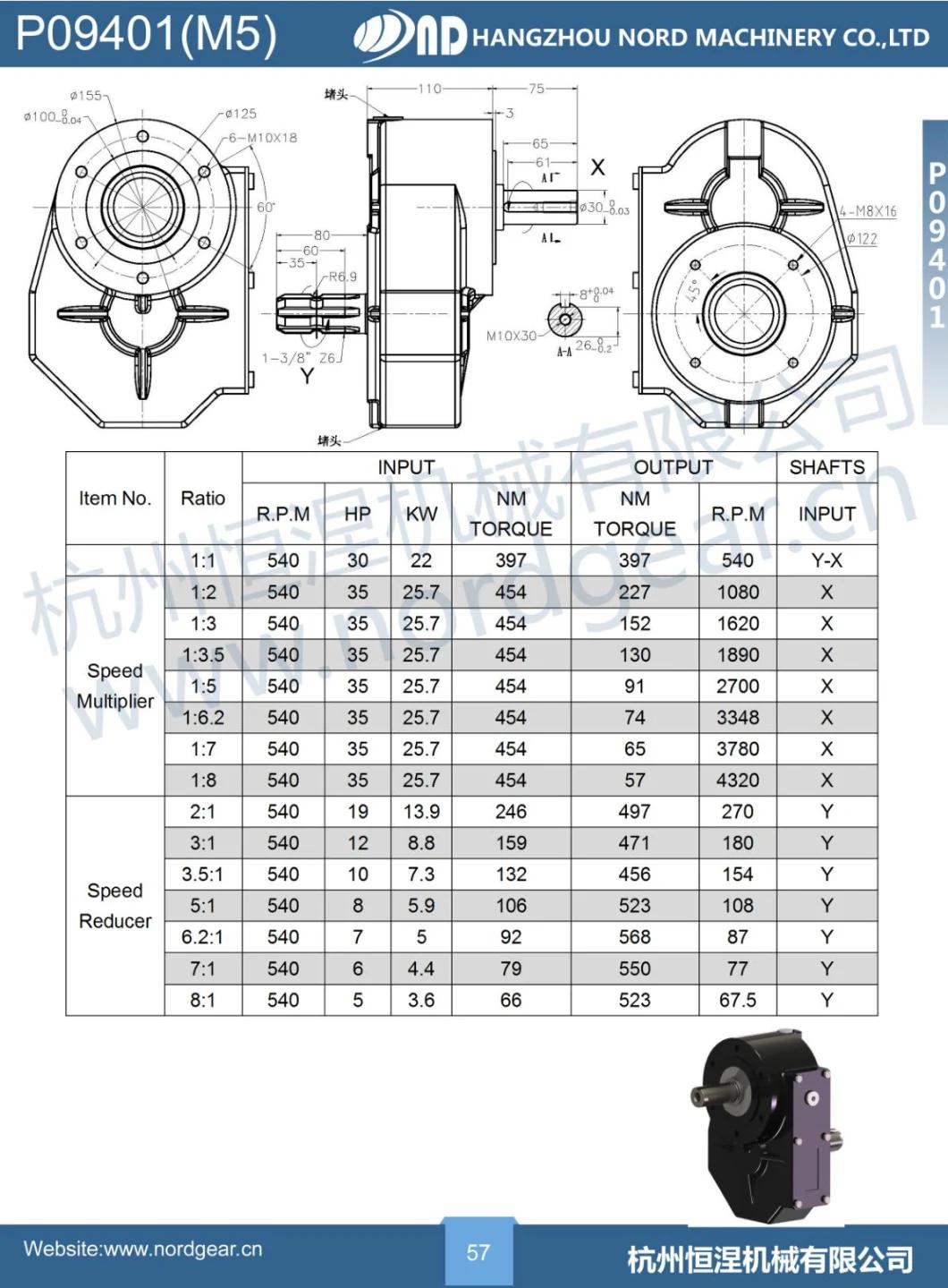 Agricultural Parallel Shaft Gearbox Agriculture Gear Box Pto for Bale Wrapper Wood Chipper