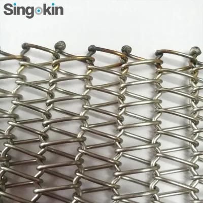 Heat Resistant 304 316 Stainless Steel Spiral Wire Mesh Conveyor Belt for Food