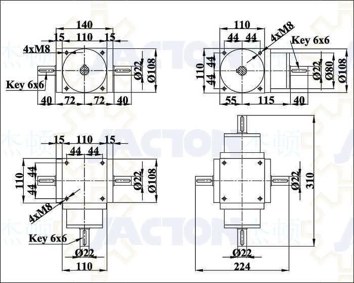 Quality Chinese Jtp110 Corrosion-Resistant 3 Way 1 to 1 Ratio Transmisions, Compact Stainless Steel 1: 1 Ratio 90 Degree Gearbox Manufacturer, Favorable Price