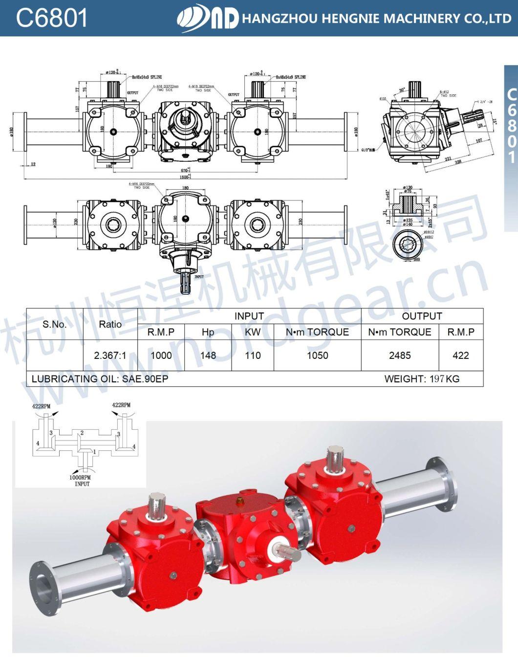 High Performance Agricultural Conjoined Gearbox Agriculture Gear Box Pto for Organic Fertilizer Spreader