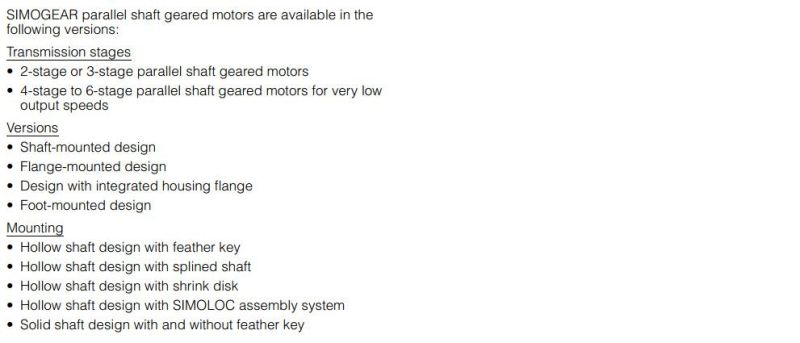 Siemens Simogear Parallel Shaft Gearbox Geared Motor