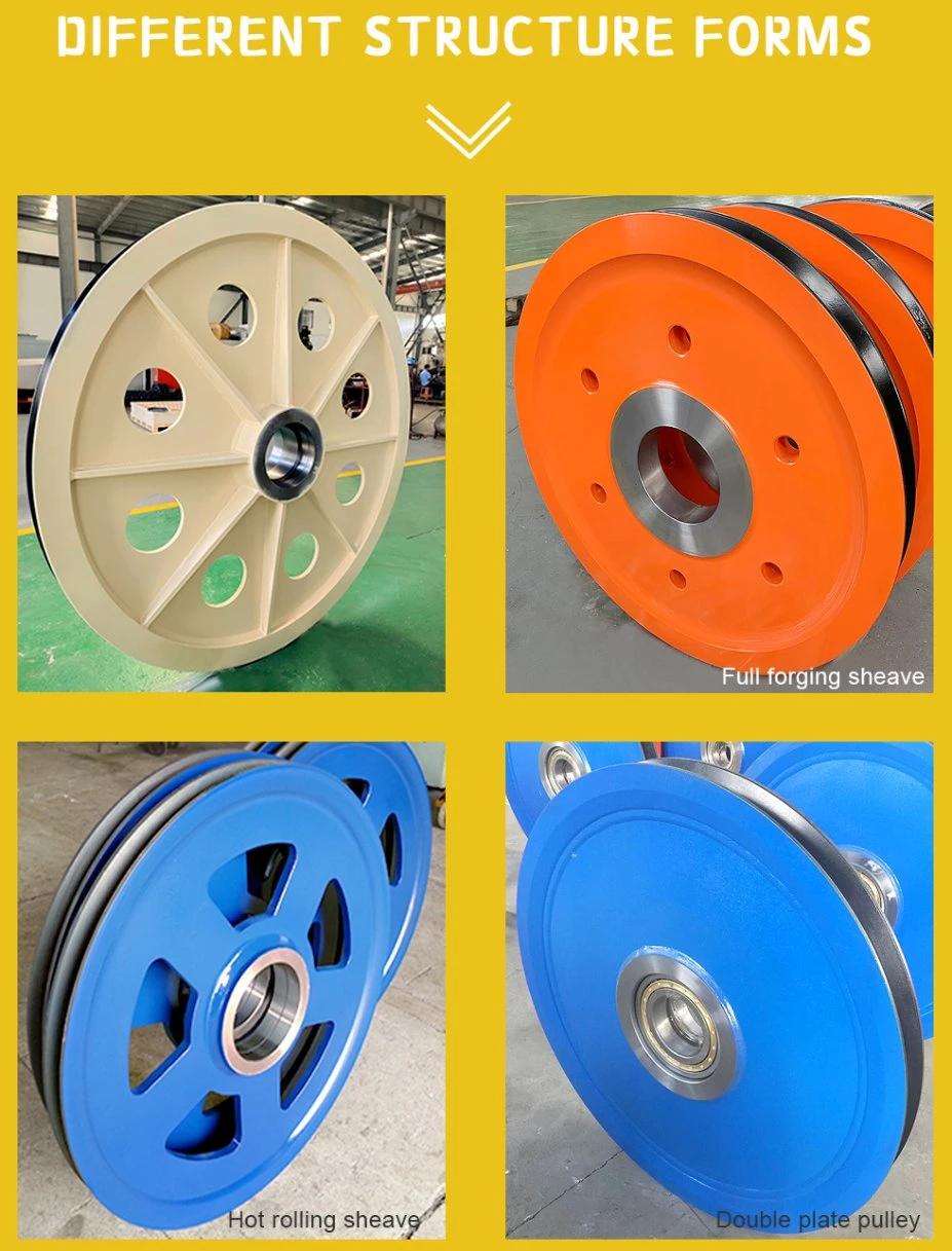 Custom DIN C45 Roll-Forged Welded Sheave Rope Guide Pulley for Elevator Escalator Spare Parts