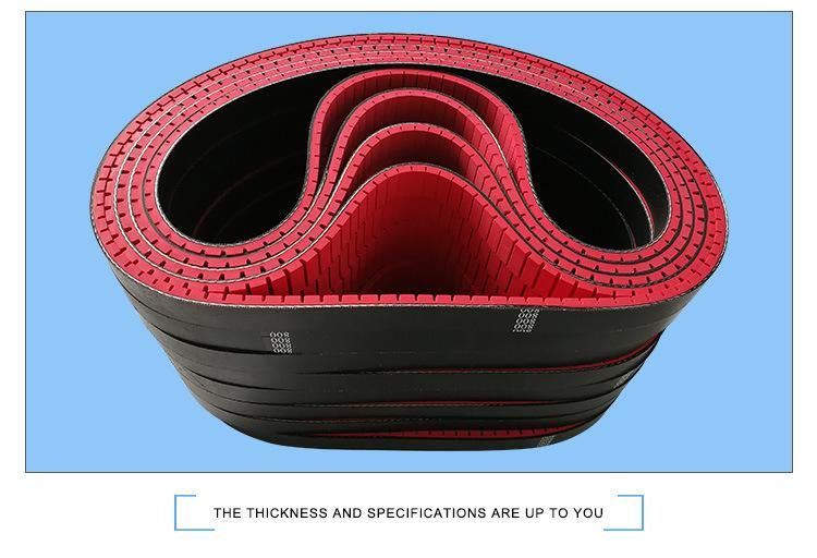 Acid and Alkali Resistant Non-Slip Red Rubber Timing Belt with Groove