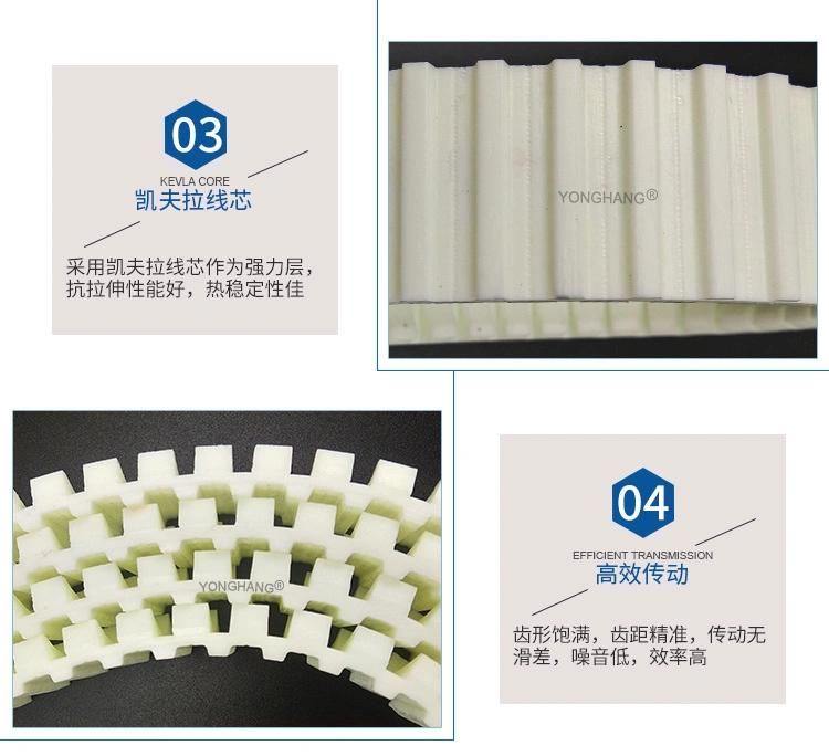 White Polyurethane Timing Belt for Sausage Machine Binding Machine