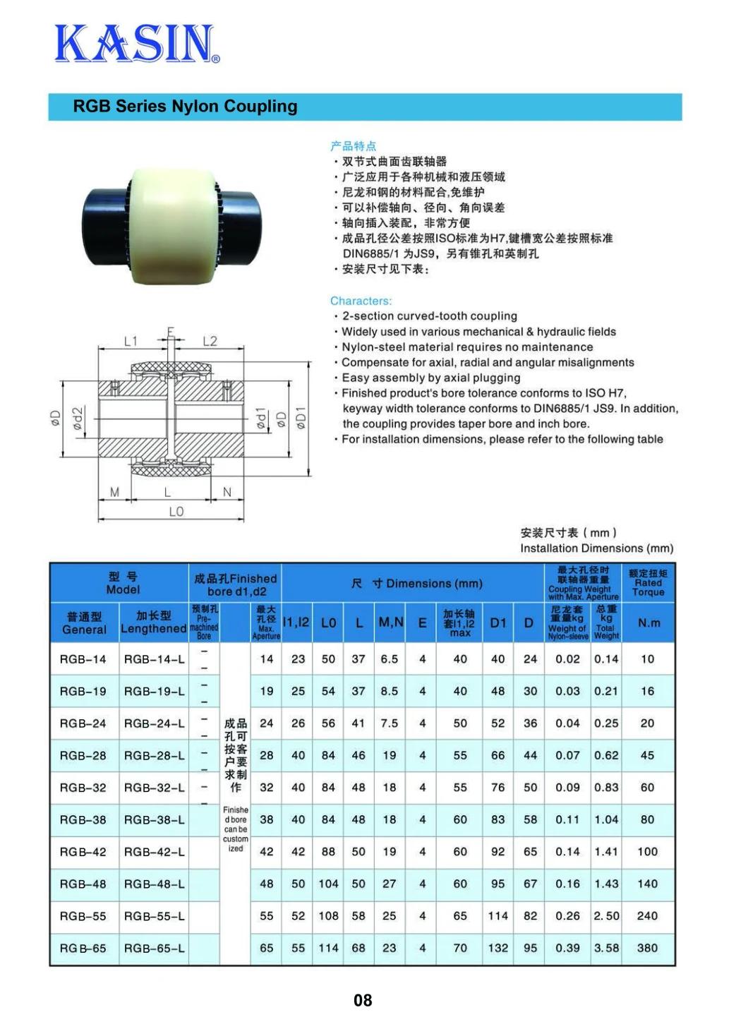 RGB 80 Nylon Sleeve Coupling for Shaft Connection