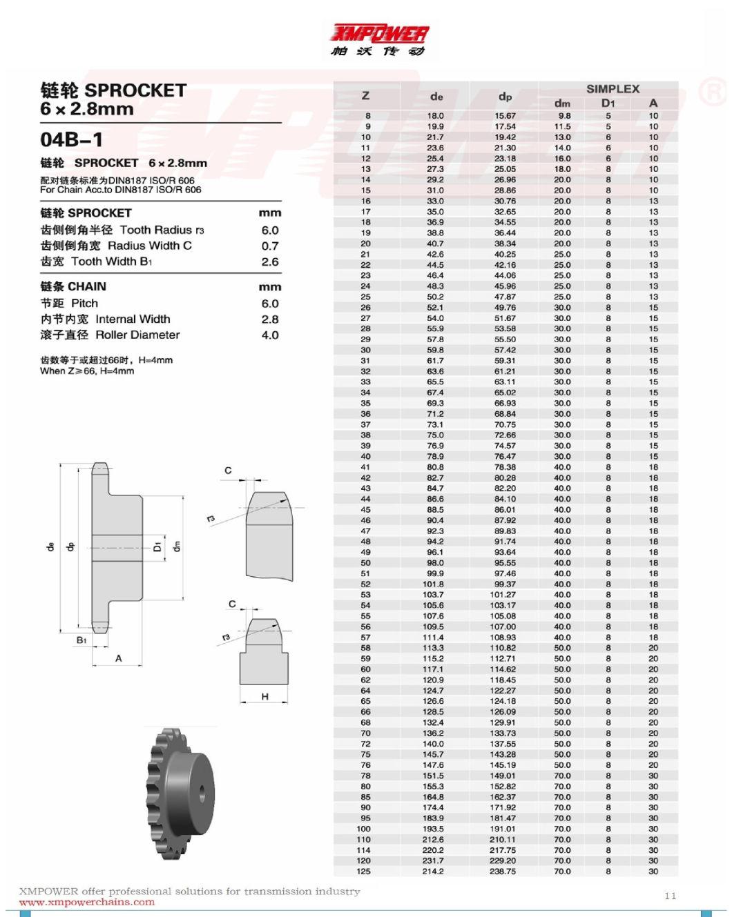 Precision Sprocket 04b-1 for Roller Chain 6X2.80mm