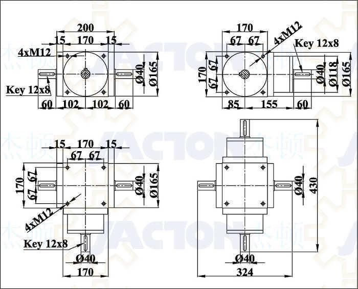 Quality Chinese Jtp170 Corrosion-Resistant 90 Degree Gearbox Drive, Compact Stainless Steel 90 Degree Right Angle Bevel Gearbox Manufacturer, Favorable Price