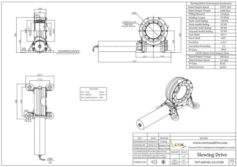 Single-Axis Solar Tracker Slewing Drive Gear Motor Worm Drive