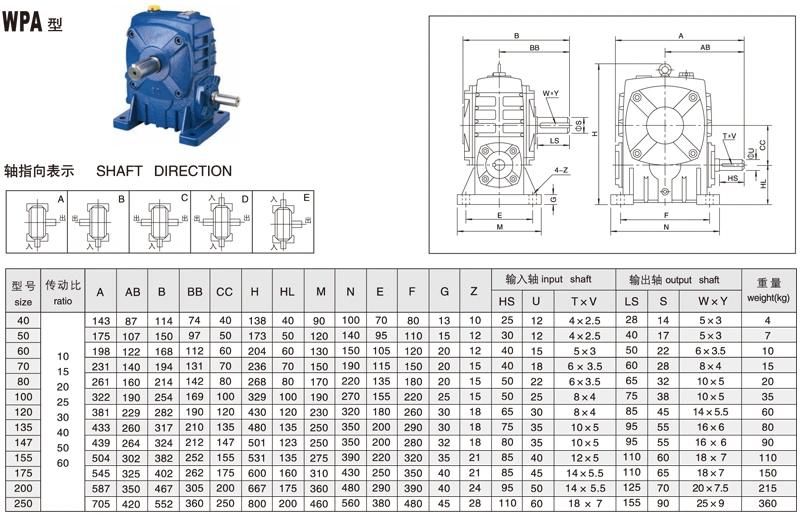 Cheap Wpa Wpda Worm Gear Speed Reducer Gearbox for Mixer