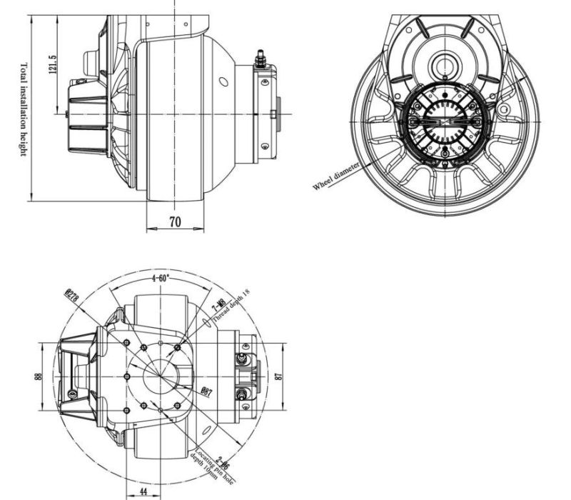 Agv Wheel Drive Forklift Drive Wheel Industrial Wheels 750W 24VDC Motor Agv Robot Electric Drive Wheel with Rubber Material (TZ09-D075-24VDC)