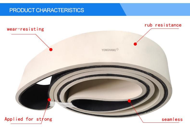 Industrial Rubber Material White Black Color Transmission Flat Belt