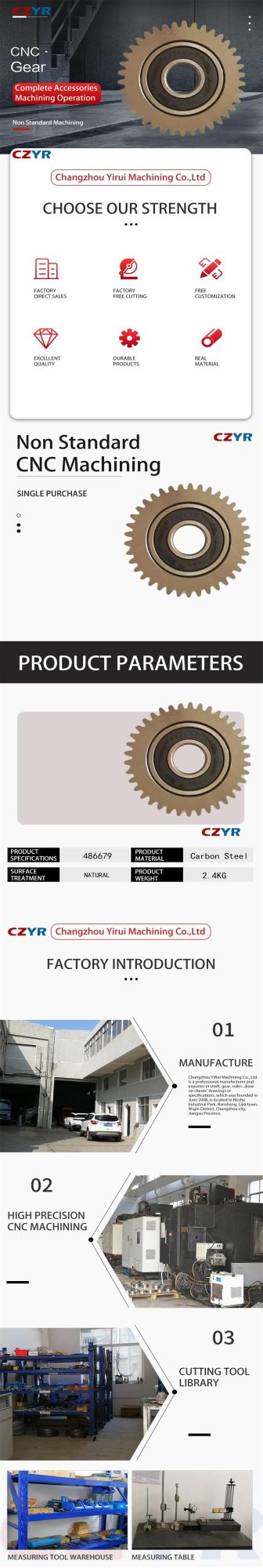 CNC Machining Drawing Stainless Steel Gear /Shaft/Spare Part