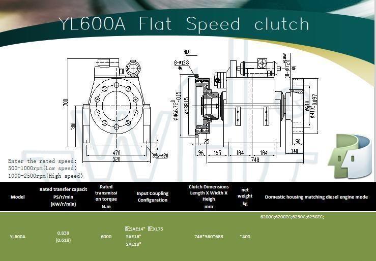 Yl600A Weihao Flat Speed Clutch