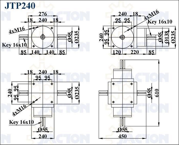 High Performance Jtp240 90 Degree Bevel Gearbox Quiet Transmission