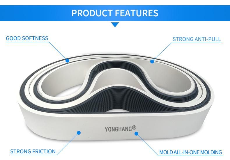 Pl Belt Surface with White Rubber Slotted Perforated Multi-Ribbed Belt