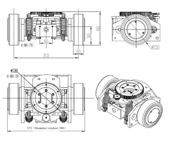 48V Servo Dual Motor Wheel for Automatic Vehicle (TZCS-400-27)