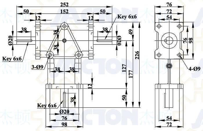 Corrosion Resistant Aluminum Housings Jta20 Spiral Bevel Gearbox