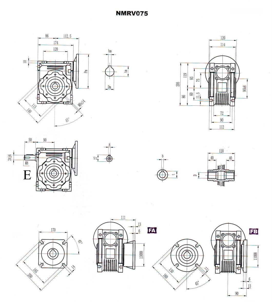 Nmrv Series Hollow Shaft Worm Gear Reducer Horizontal Gearbox