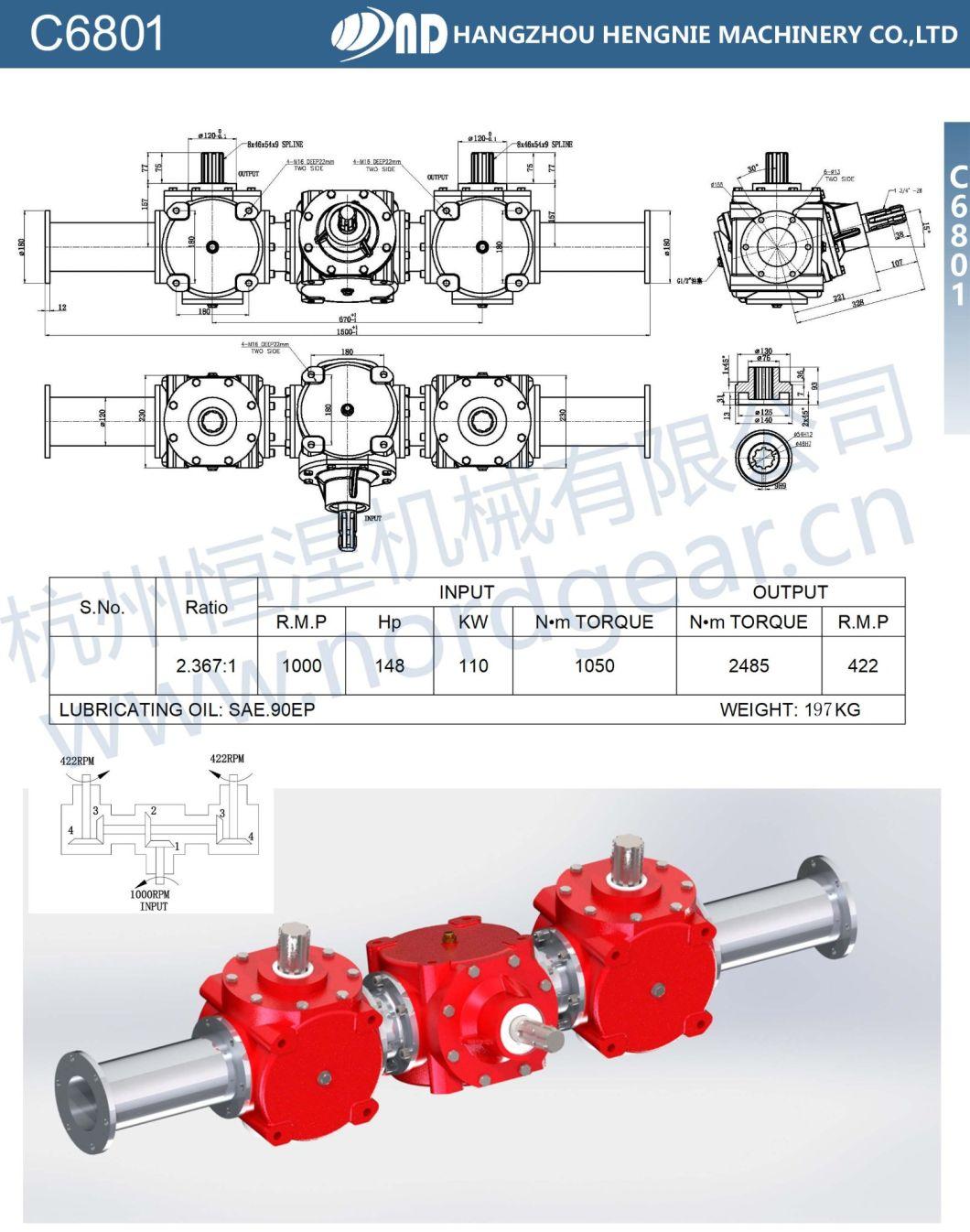 New Design Agricultural Conjoined Gearbox Agriculture Gear Box Pto for Organic Fertilizer Spreader