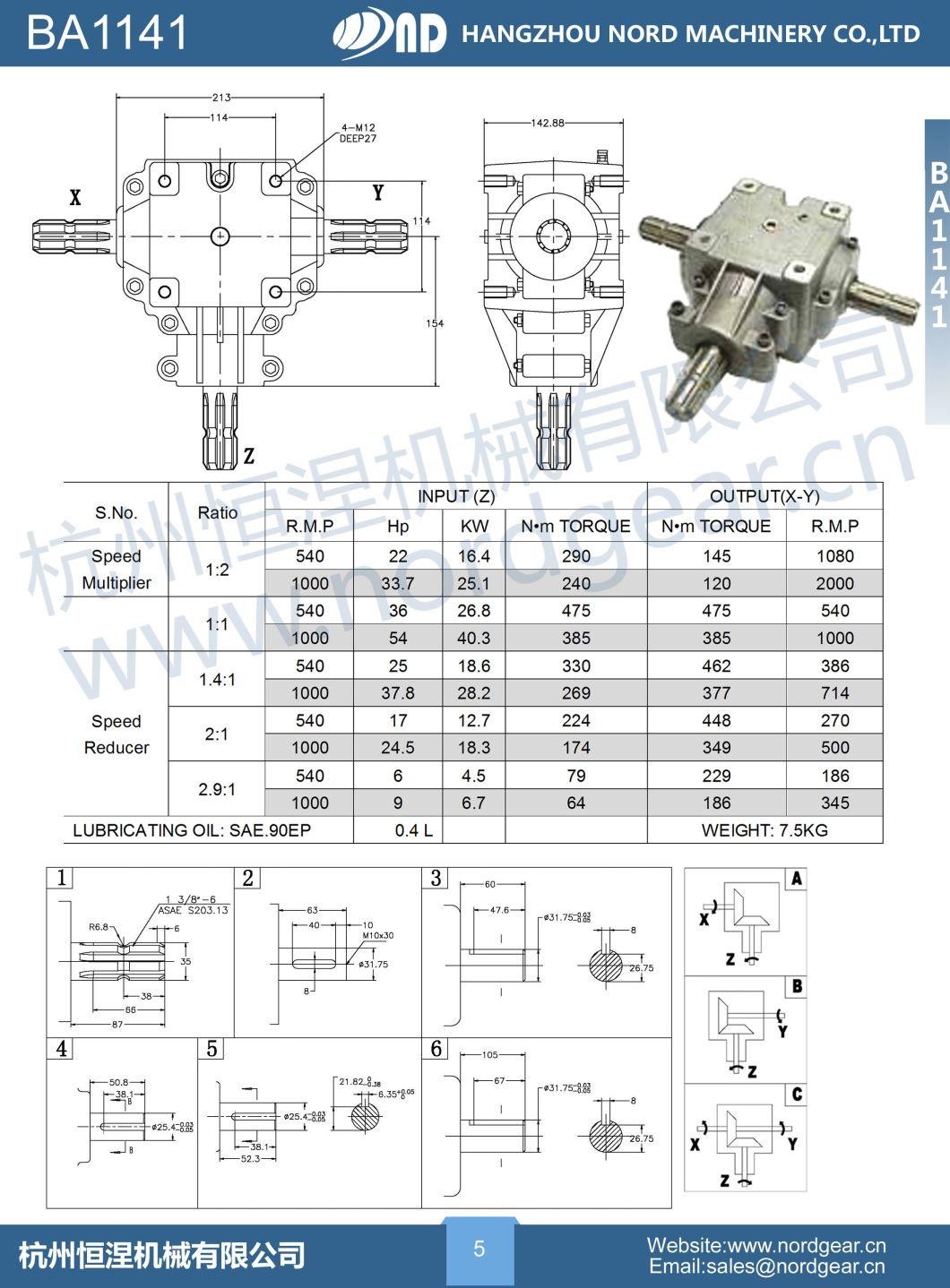 T Series 90 Degree Aluminum Right Angle Bevel Gearbox Agricultural Machinery Parts for Salt Spreaders Spreader Fertiliser Small Round Baller