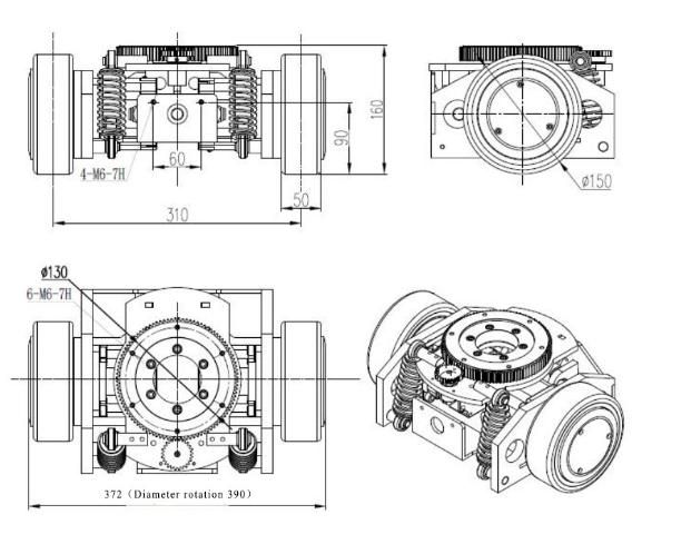 China Manufacturer Cost-Effective 600kg Load 48V 400W Differential Drive Wheel with in Industry for Agv Robot Reliable Quality Wheel with Motor (TZCS-400-27)