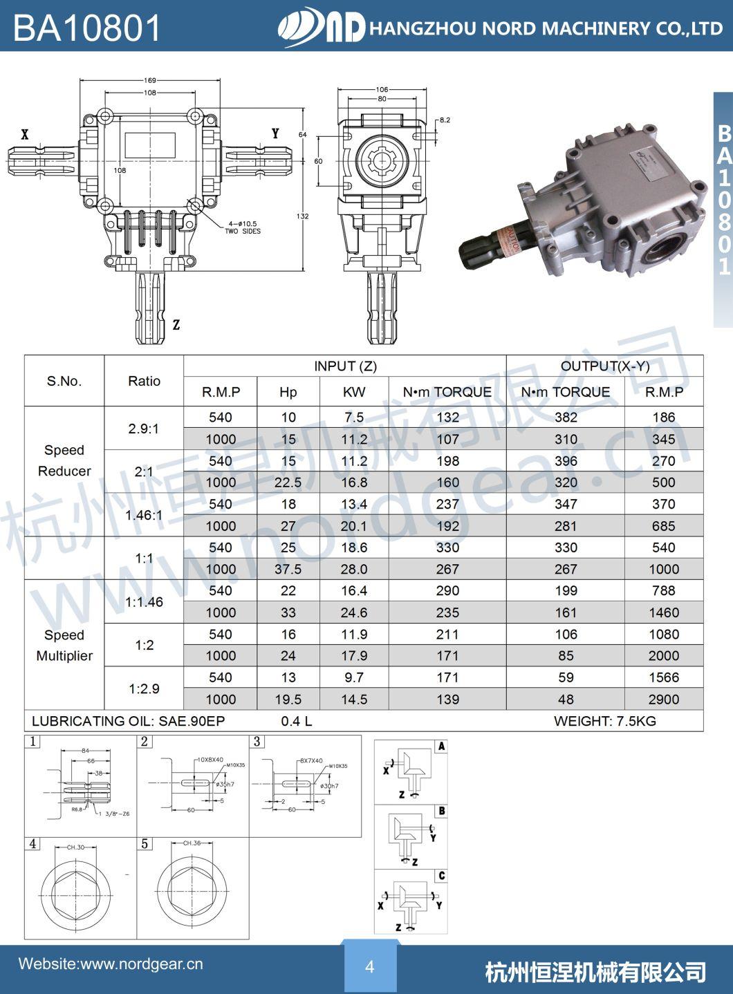 Good Performance Agricultural Aluminum Gearbox for Agriculture Manual Fertilizer Distributor/Salt Spreader Pto Gear Box