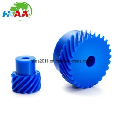 Customized Blue Plastic Screw Gears, POM Helical Gears