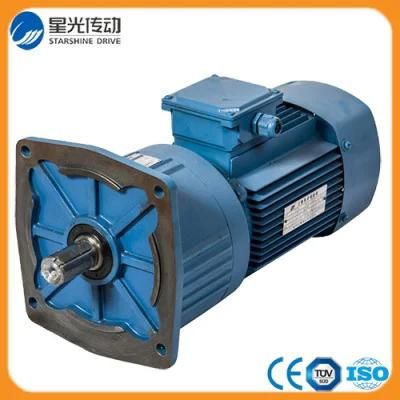 High Efficiency Helical Gearbox Gear Reduction Motor with Output Flange