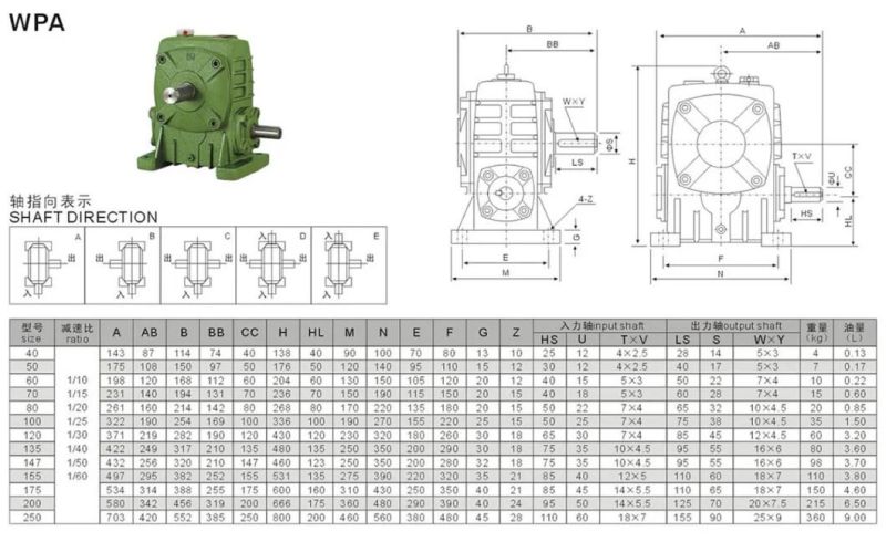 Wp Series 1: 10 1: 20 Ratio Speed Reducer Worm Gearbox