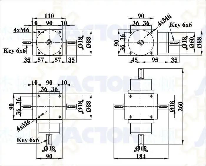 Quality Chinese Jtp90 Corrosion-Resistant 1: 1 T Gear Boxes, Compact Stainless Steel 3: 1 Bevel Gearbox Right Angle Manufacturer, Favorable Price, in Stock