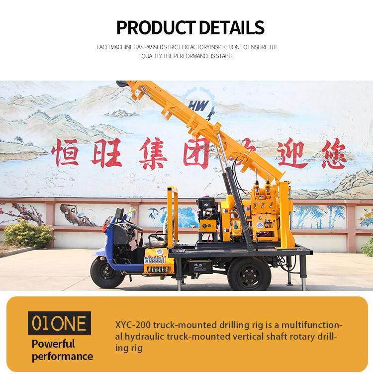 100-200m Diesel Hydraulic Tricycle Water Well Drilling Machine with Mud Pump