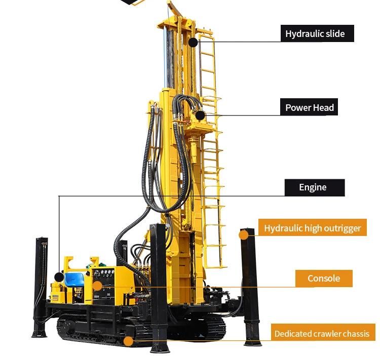 High Working Efficiency 200m/300m/500m Pneumatic Crawler Type Borehole Water Well Drill/Drilling Machine with Air and Mud Pump