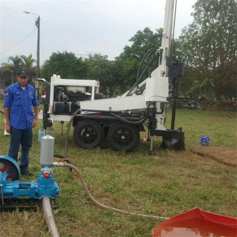 150m 180m 200m Small Trailer Mounted Wheels Type Water Well Drilling Rig