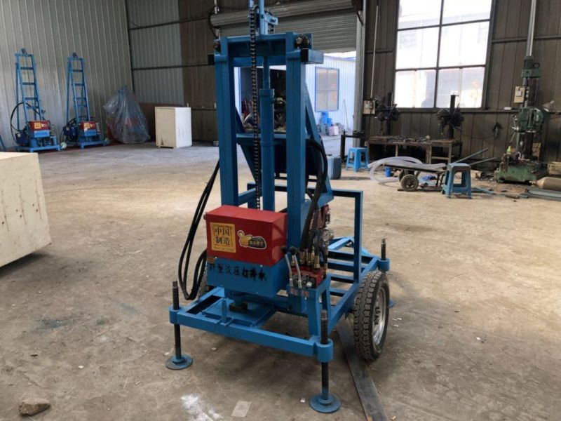 100m Deep Portable Diesel Hydraulic Water Well Rotary Drilling Rig /Borehole Water Well Drilling Machine with Electric Start