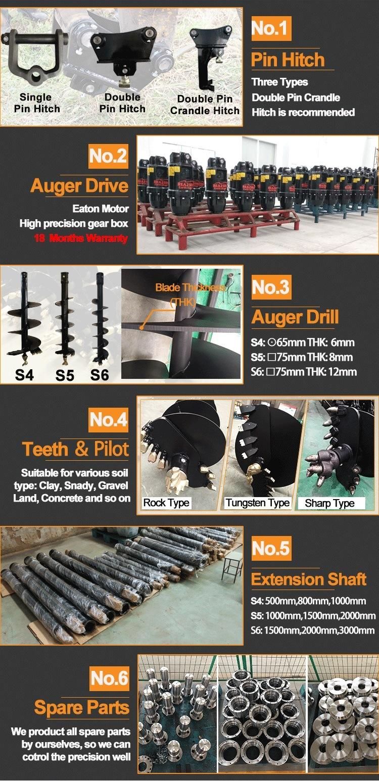 Ground Hole Drill Earth Auger Excavator Auger Attachment