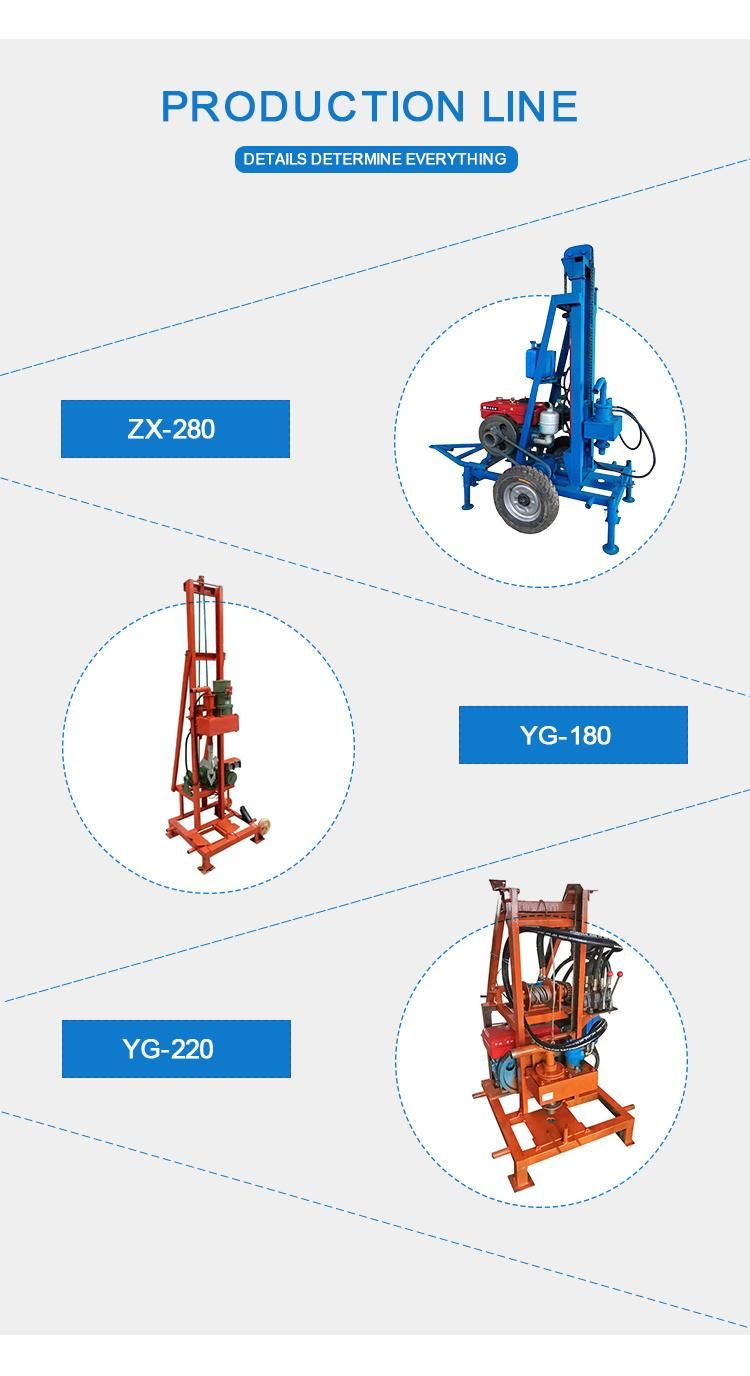 100m Portable Borehole Digging Machine Water Drilling Rig Machine