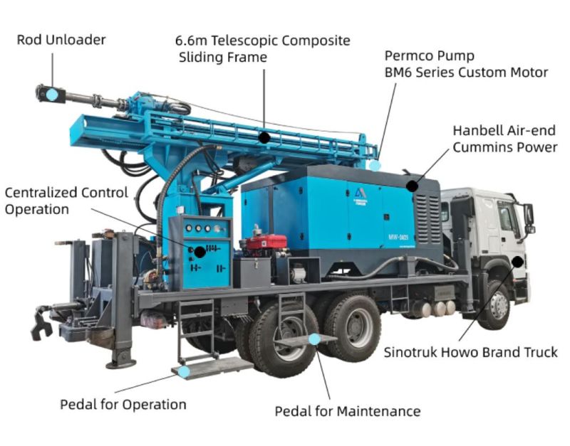 Dminingwell OEM Truck Mounted Water Well Drilling Machine for 150-600meters Depth Drilling