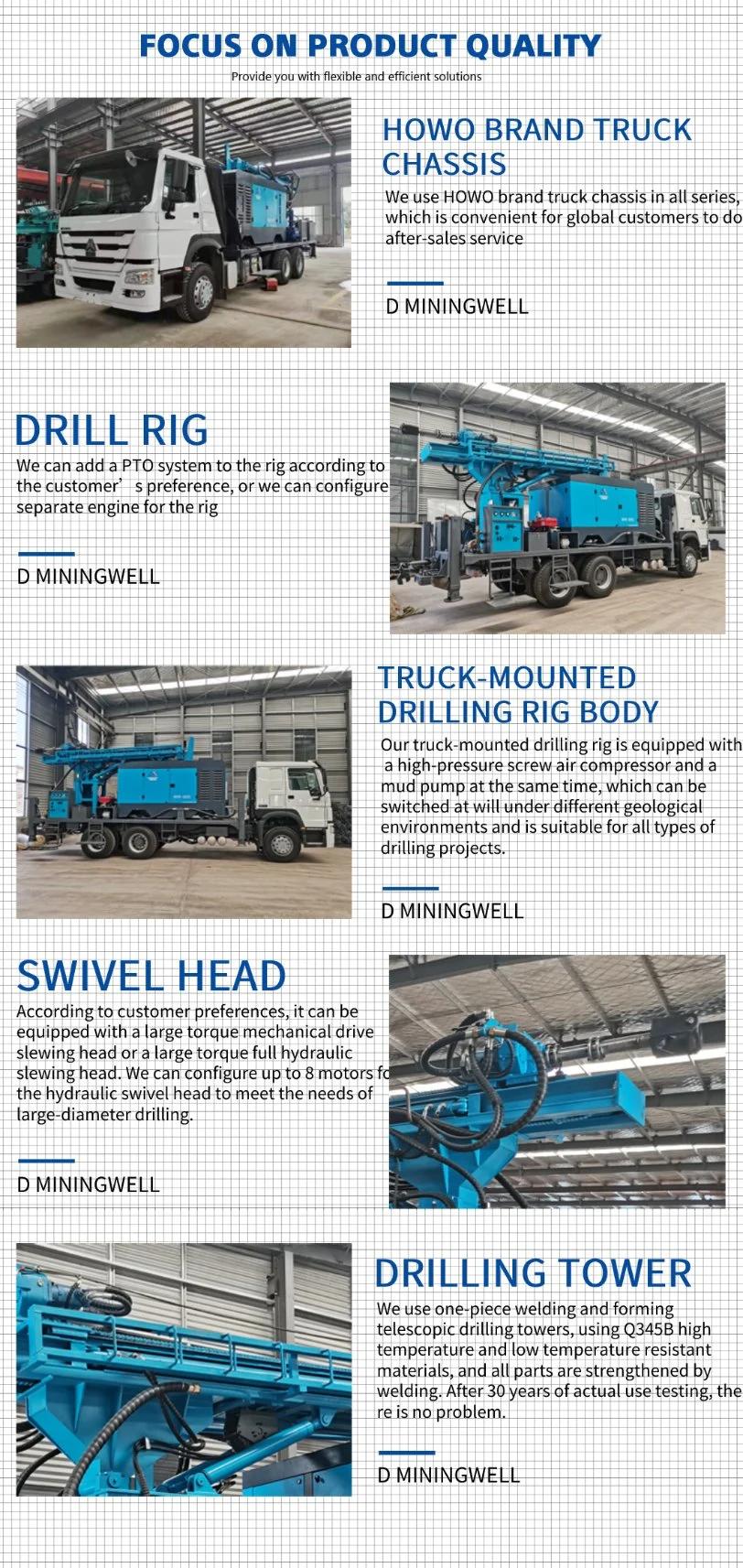 Dminingwell Mini Mounted Truck Water Well Drilling Rigs Machine and Compressor Trucks for Sale Truck