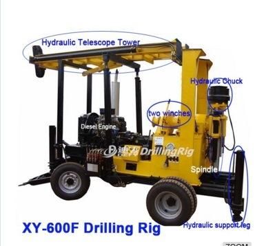 2022 Hot Sale Xy-600f Trailer Mounted Water Well Borehole Drilling Price