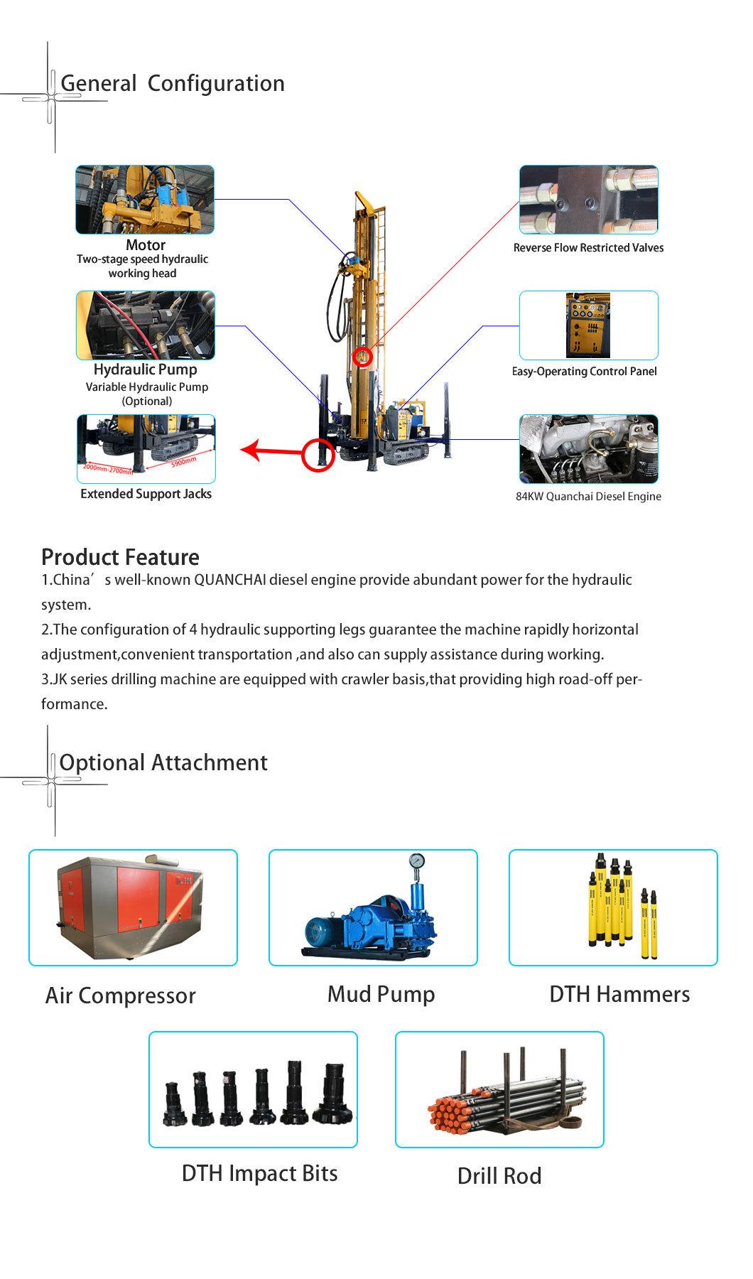 350m Deep Rotary Portable Water Well Drilling Rig for Sale