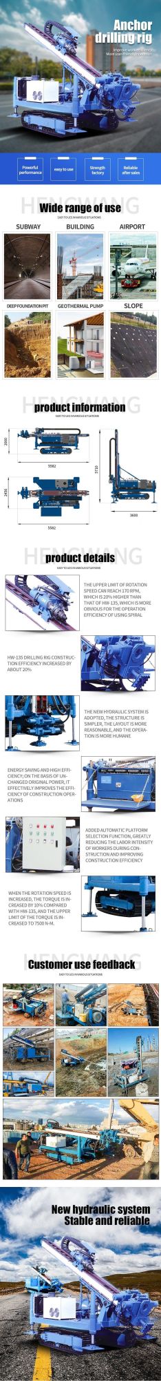 Full Hydraulic Rotary 90 Angle Drilling Rig