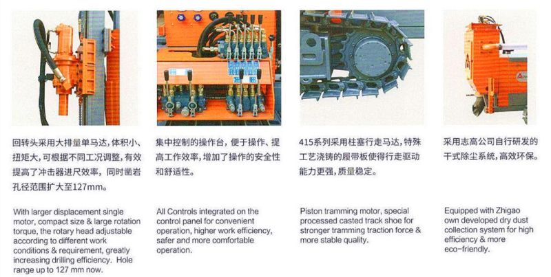 Zgyx415-1 Pneumatic Crawler DTH Drilling Rig with Dust Collector