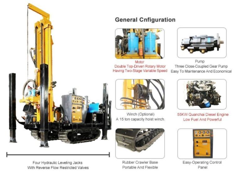 China Pneumatic Water Well Drilling Rig Machine Prices for Sale