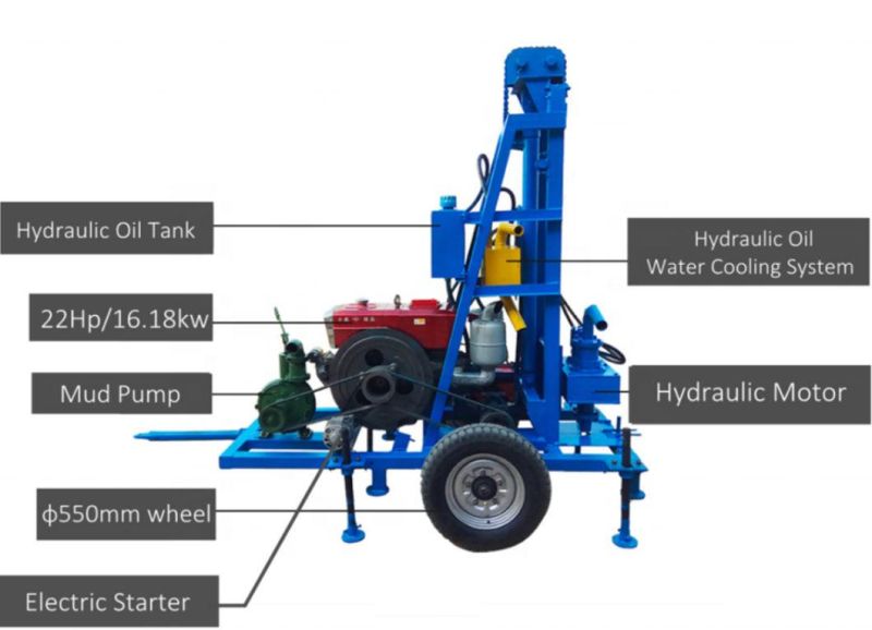 Pearldrill Rotary Water Well Drilling Rig 300 Meters Deep Hole Big Power Diesel Hydraulic Water Well Drilling Rig Irrigation Drilling Rig