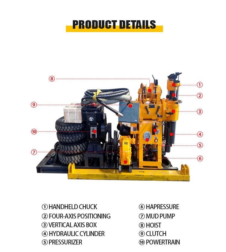 180m Depth Mini Cheap Portable Water Well Drilling Rig for Sale Hh130/180/200yy