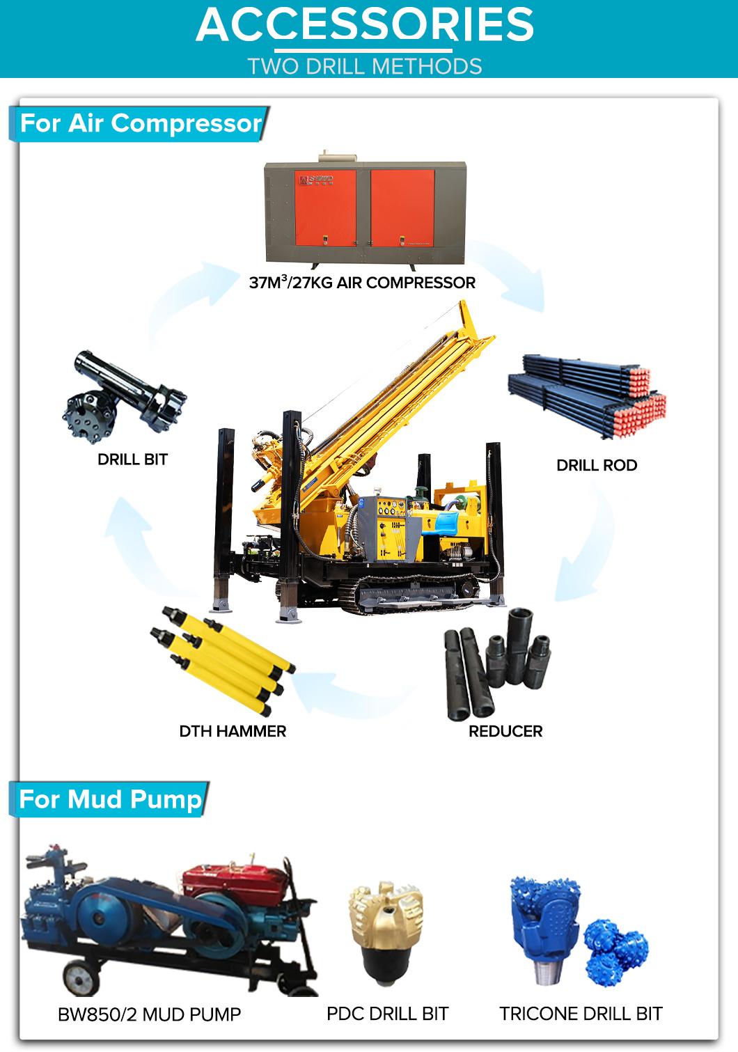 High Efficiency Low Fuel Consumption Water Well Drilling Rig 400m