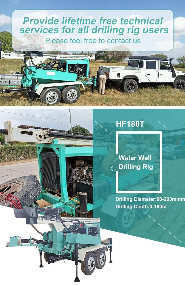 Hf180t Portable Tractor Mounted Hydraulic Drilling Rig for Water Well