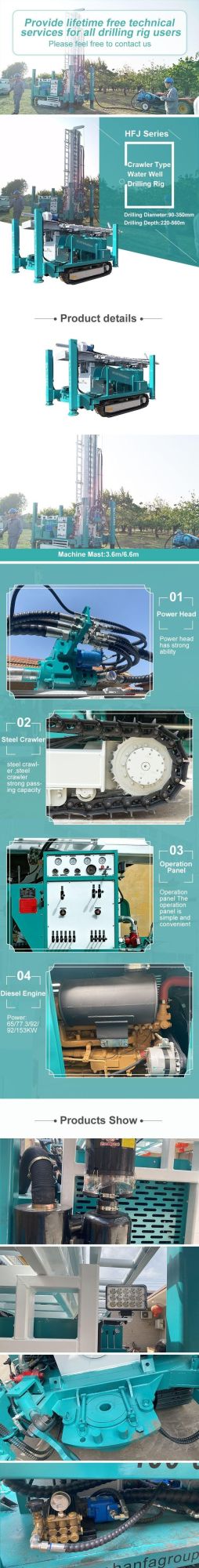 Crawler 360m Hf Standard Export Packing 4590*1600*2200mm Hydraulic Drilling Rig
