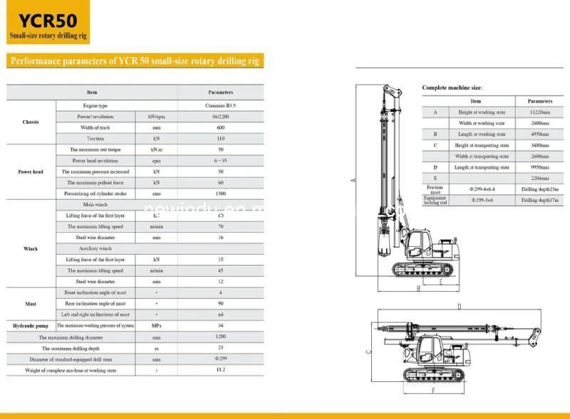 Drill Rig Rotary Drilling Rig Ycr50 Core Drilling Rig