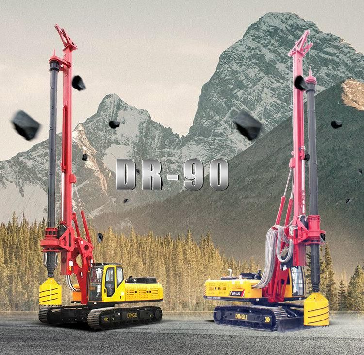 Pile and Electric Ground Screw Pile Driver Drilling Dr-90 Crawler Pile Driver Rig Machine with Two Drilling Tools for Free Can Customized